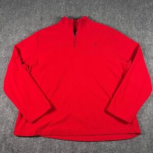 Starter Waffle Knit Quarter Zip Pullover Mens 2XL Red Excellent Mock Neck Logo